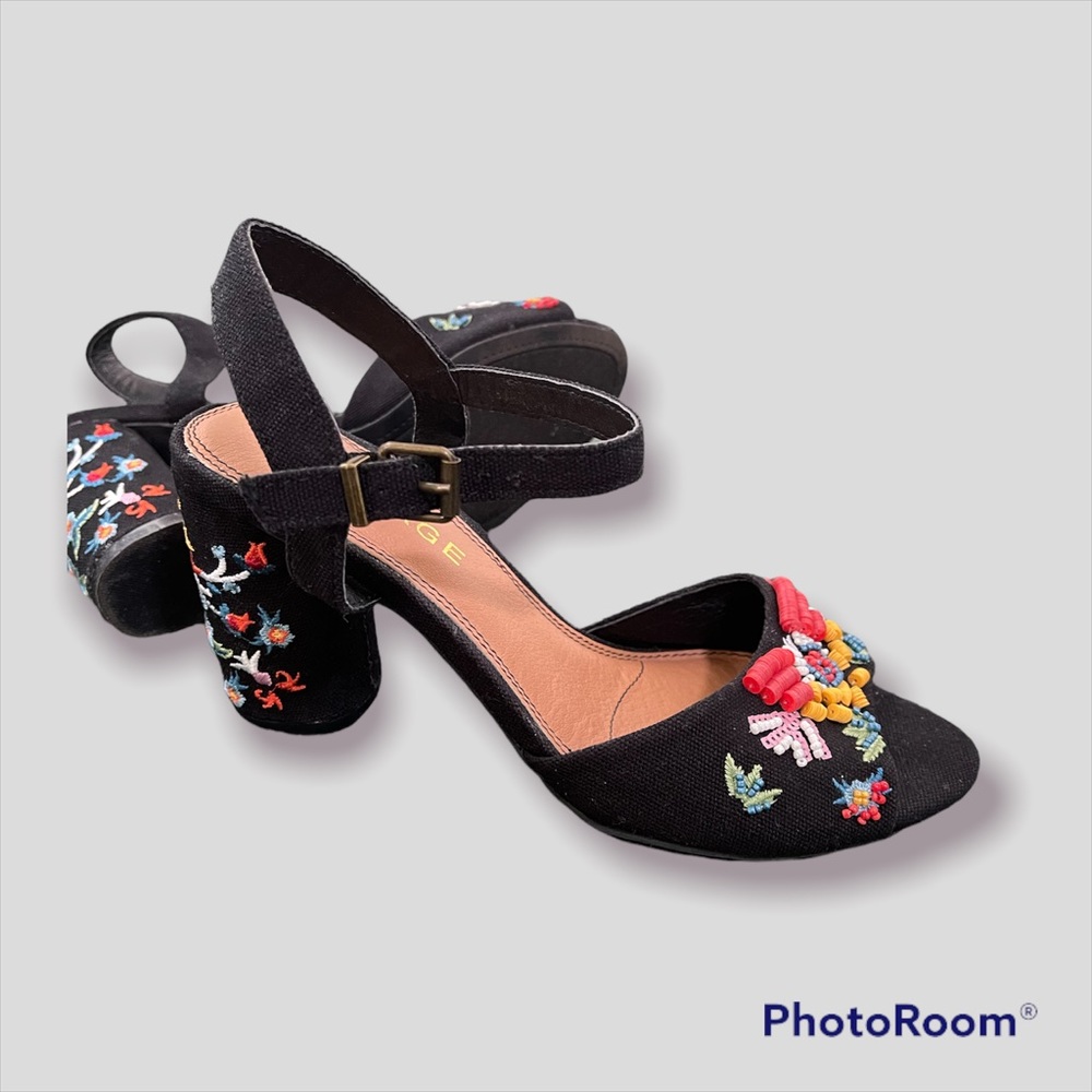 Rampage Colorful Beaded Embroidered Embellished Peep Toe Heels  Size 6.5
